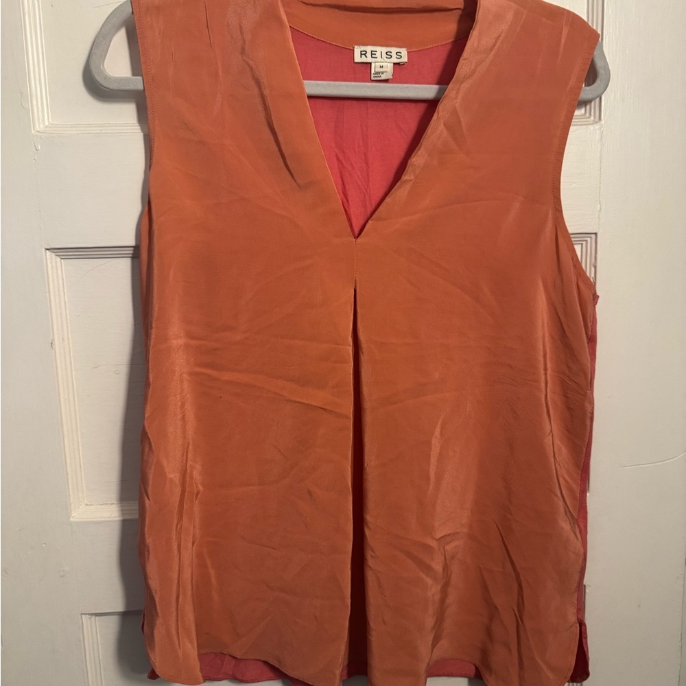 Silk Peach Sleeveless Blouse
